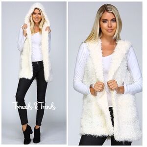 Threads & Trends White Fuzzy Vest